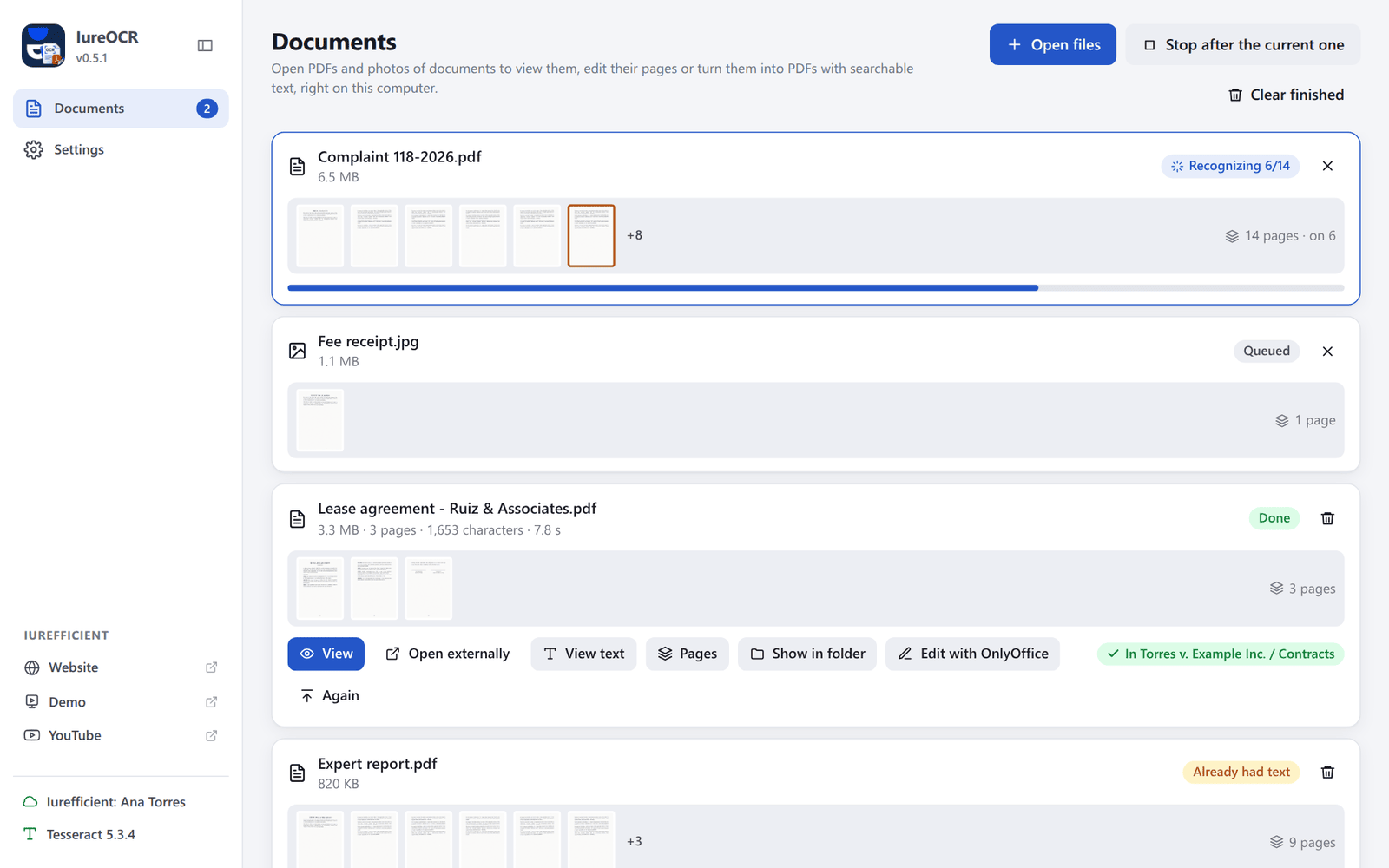 Queue with files at different stages