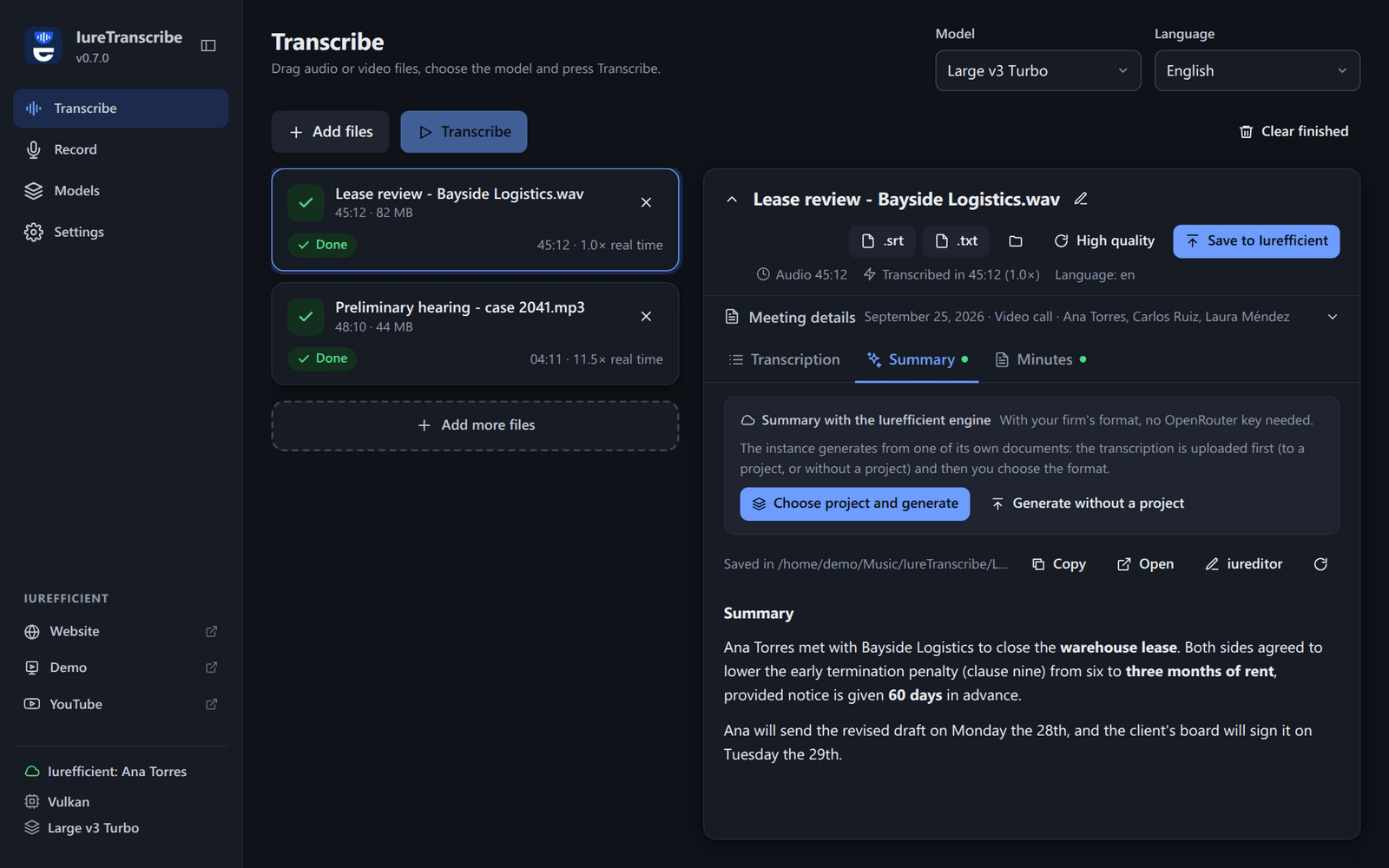 Summary tab in the dark theme