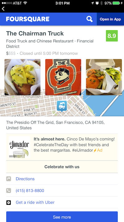 Foursquare Web View