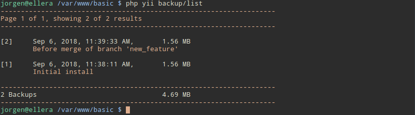 Listing backups