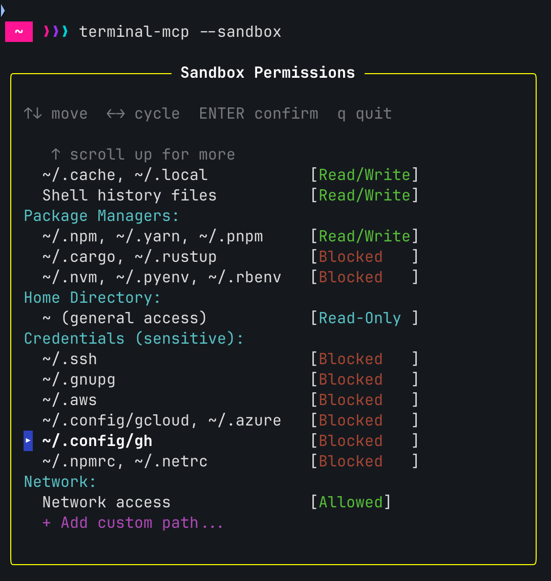 Sandbox Permissions Dialog