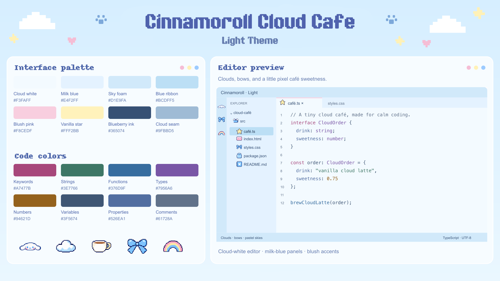 Cinnamoroll Cloud Café mood board