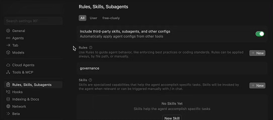 Setting up governance rule in Cursor