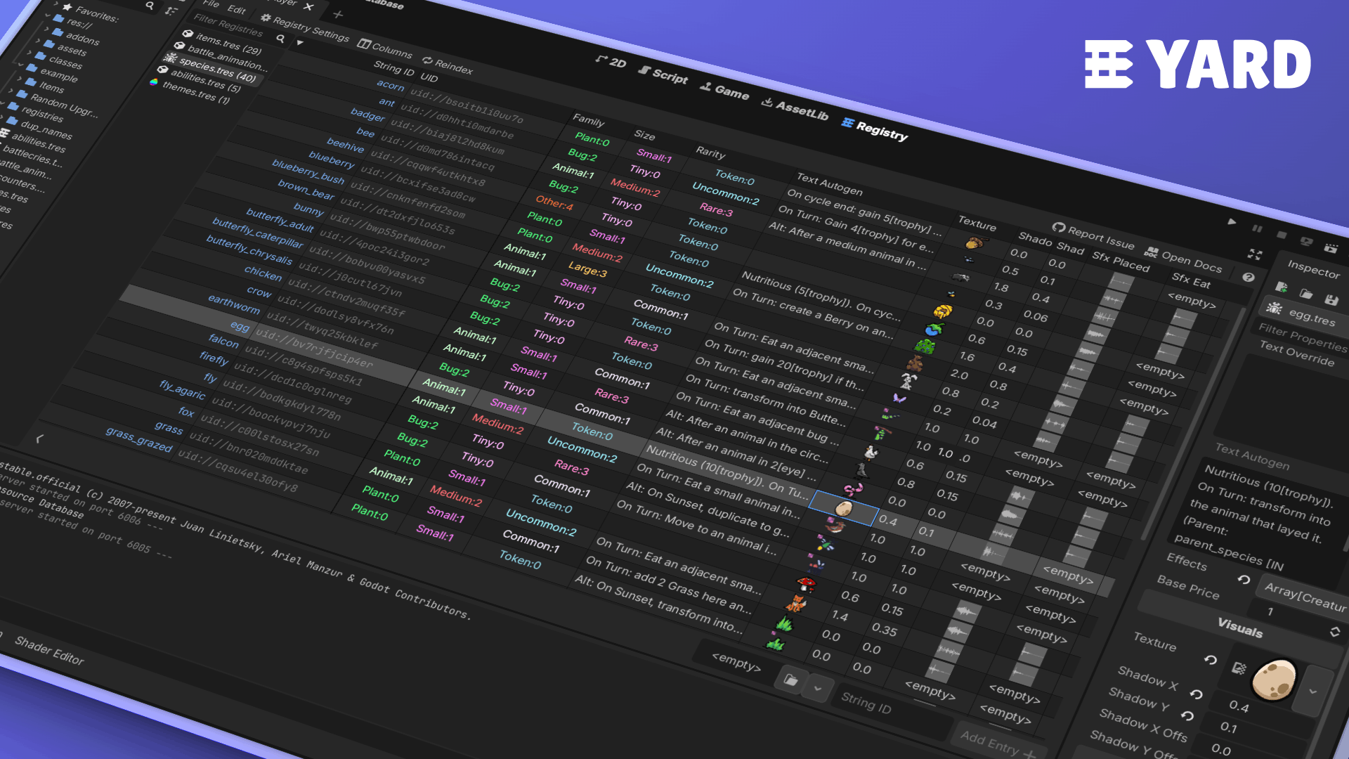 preview of the registry editor