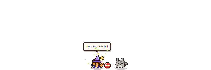 Mochi in a wizard hat plays with a red ball while Dust, a gray neighbor cat, drops by for a visit.