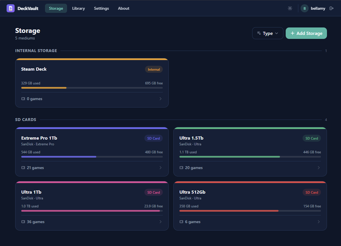 DeckVault dashboard