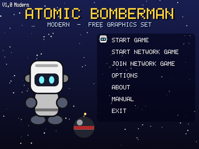 Main menu of the free asset set