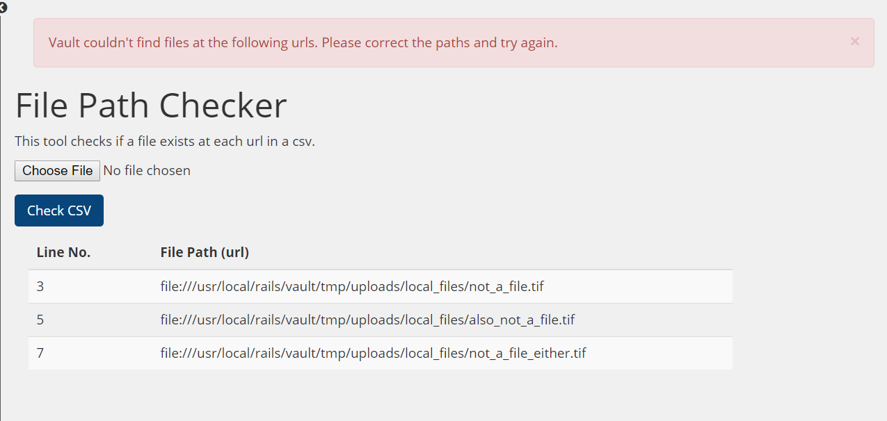 file path checker table of empty paths