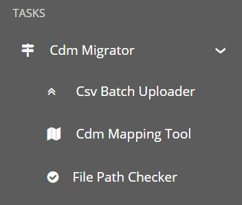 dashboard sidebar with cdm migrator expanded