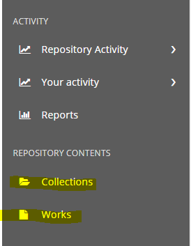 screenshot of dashboard sidebar