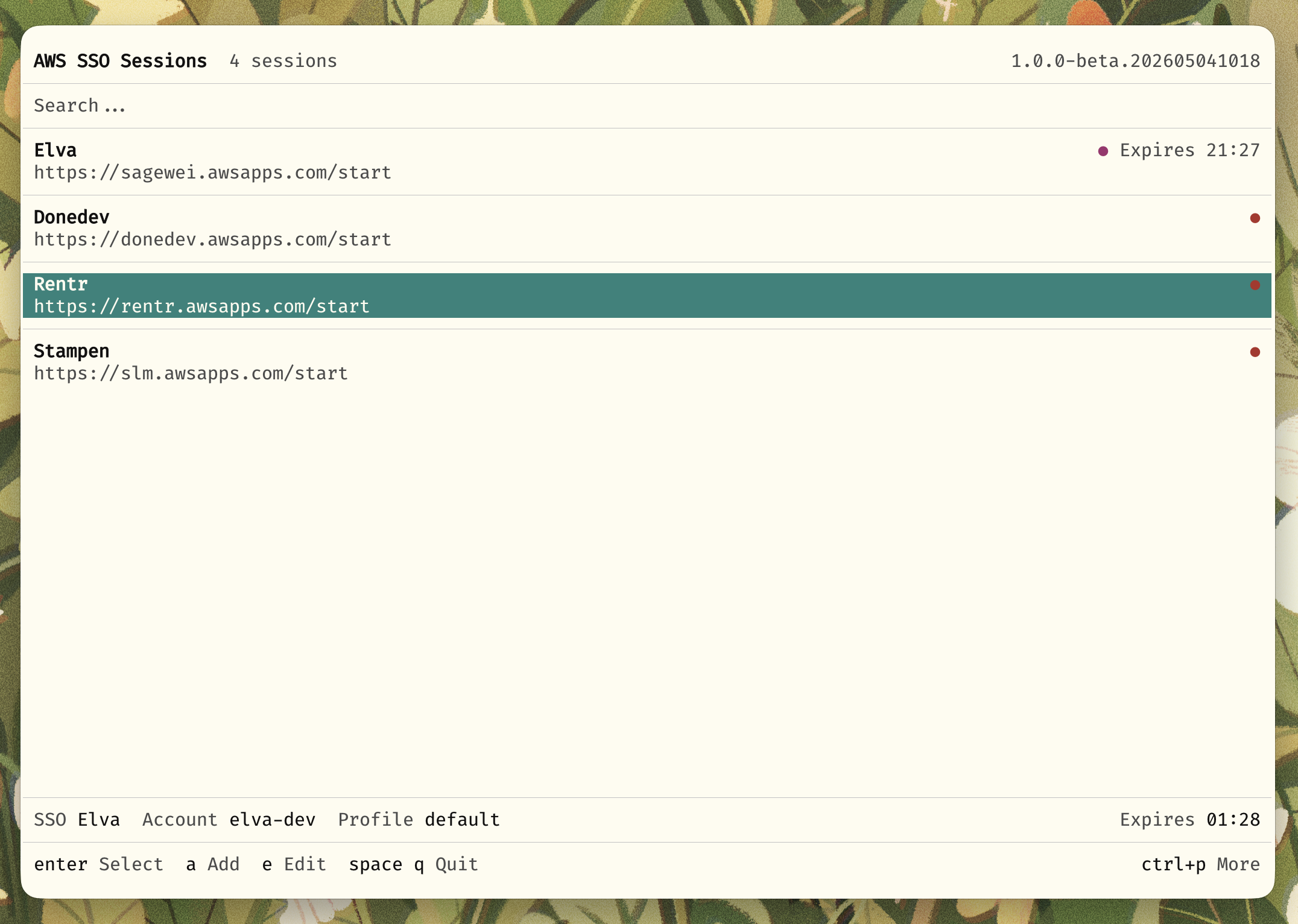 awsesh profile management