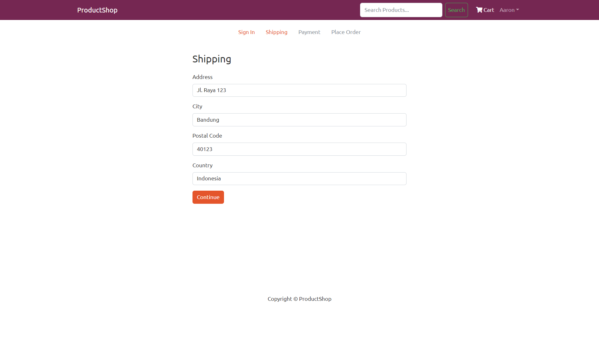Shipping Address