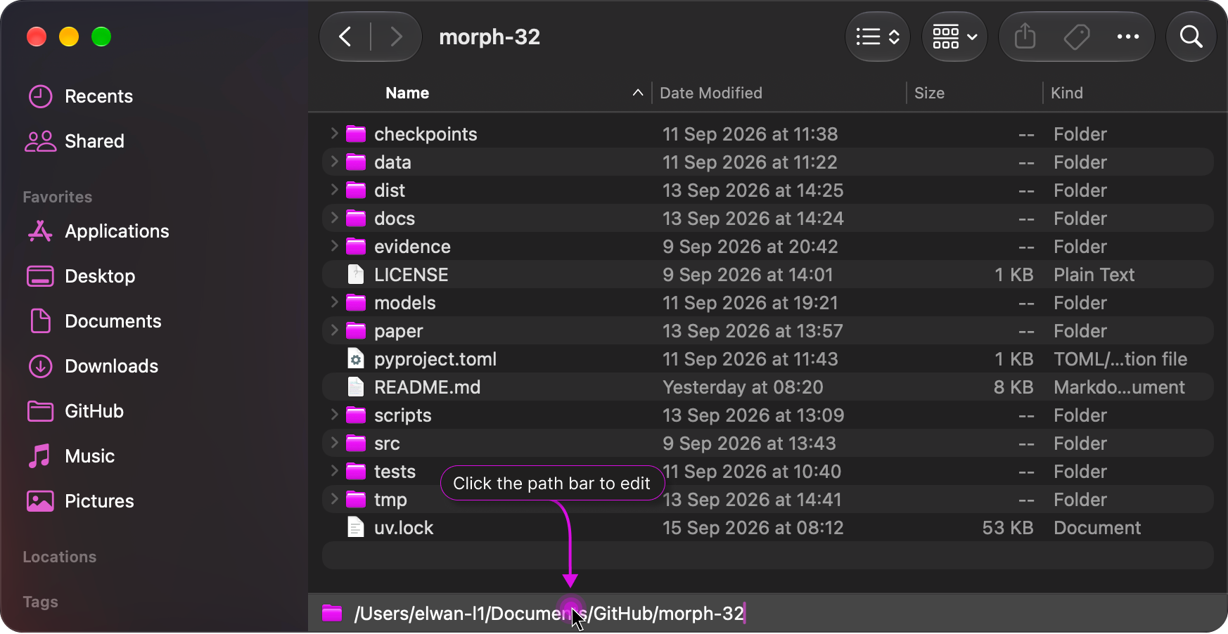 Click Finder's path bar to edit the current path with Pathsta