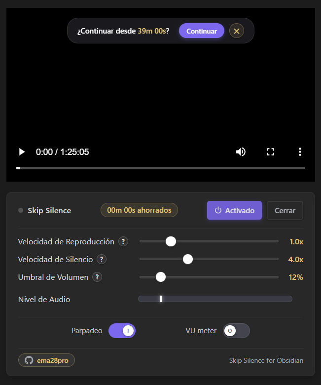 Aviso Flotante para Reanudar Vídeo