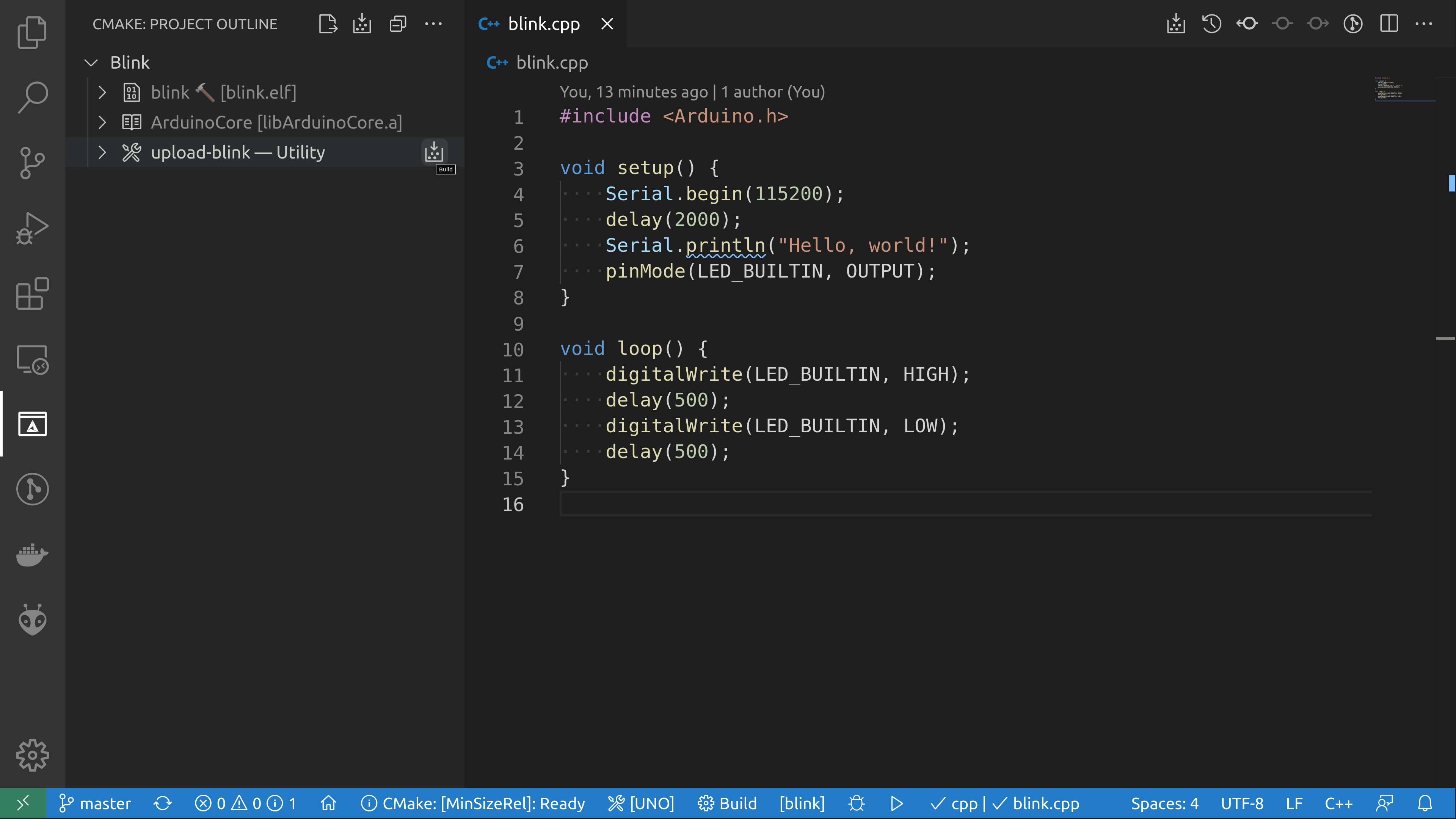 Uploading the Arduino board using CMake