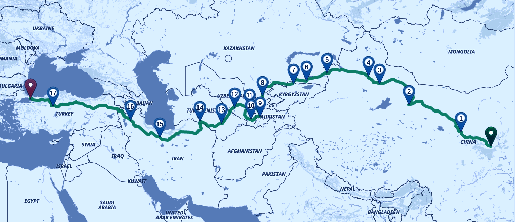 A cycling route along the ancient Silk Road