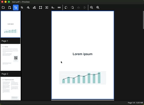 PDF pages: several thumbnails with a page being dragged into a new position, and a document containing a blank or duplicated page.
