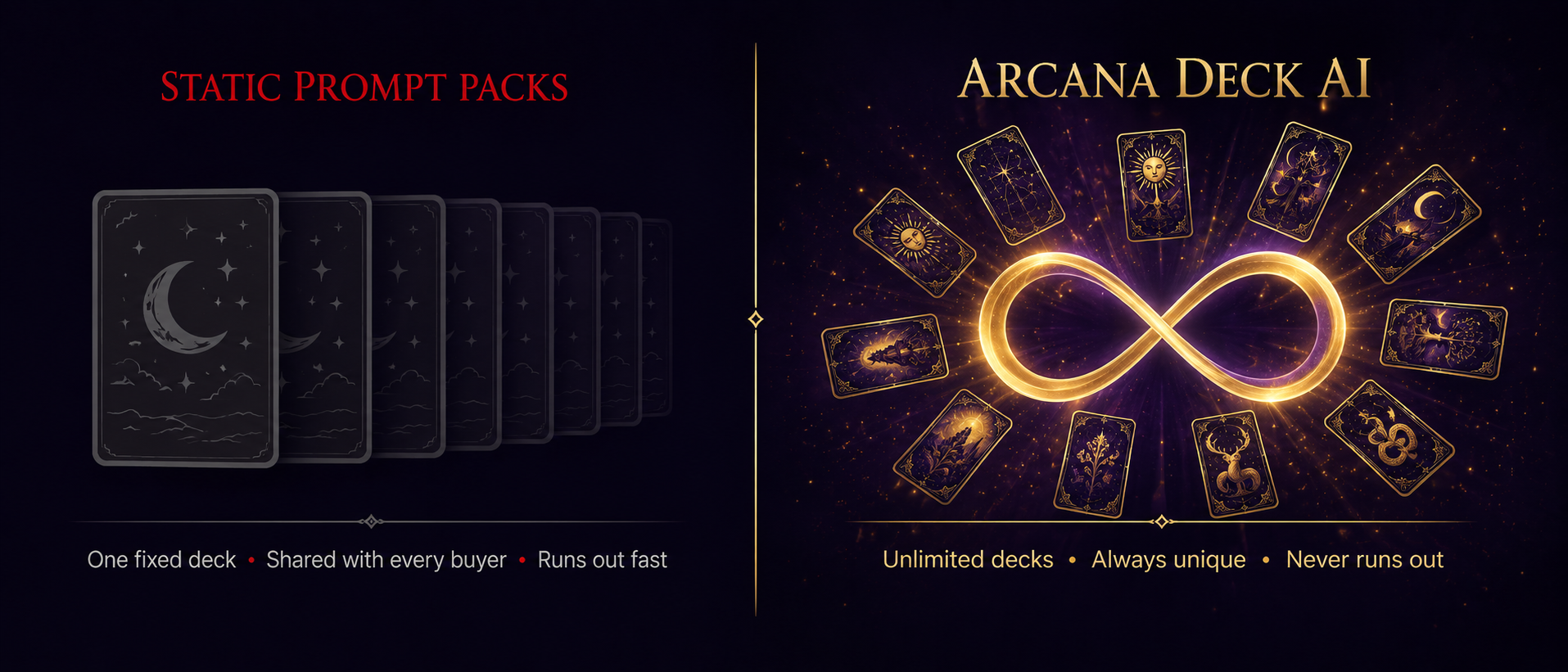 Before and after: from inconsistent AI outputs to a complete, consistent printable deck