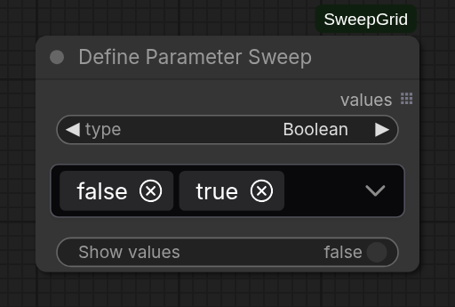 Boolean parameter sweep