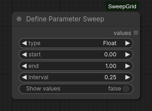 Float parameter sweep