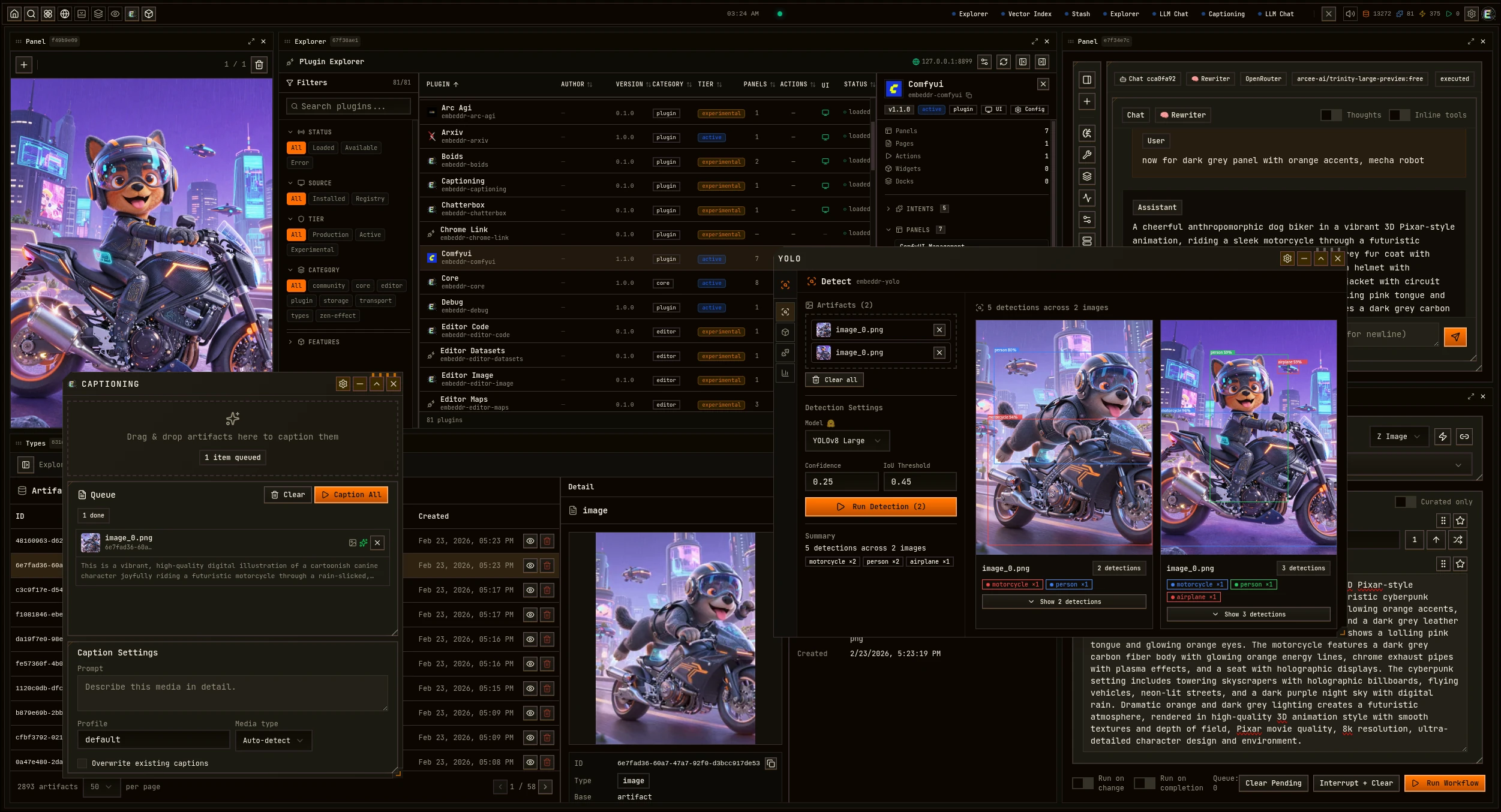 Embeddr panel view — workspace UI for personal data.