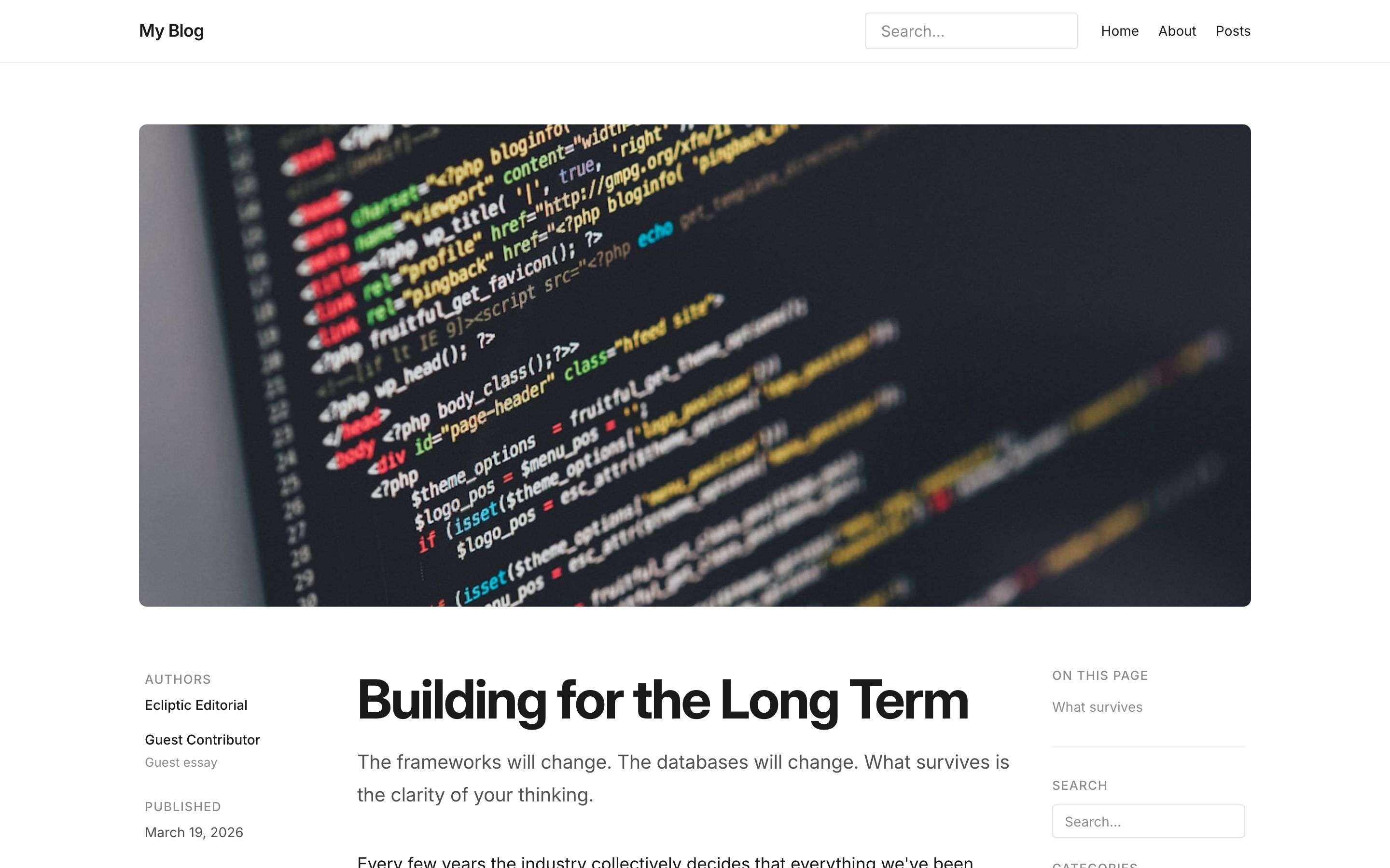 Blog starter article view