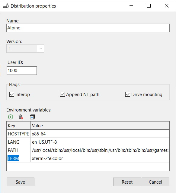 Distribution properties window