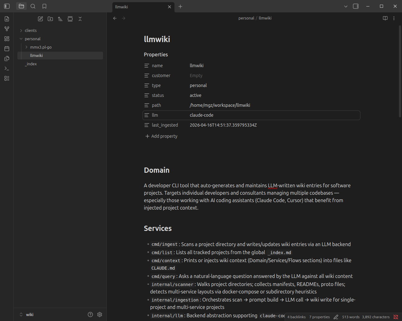 llmwiki in Obsidian