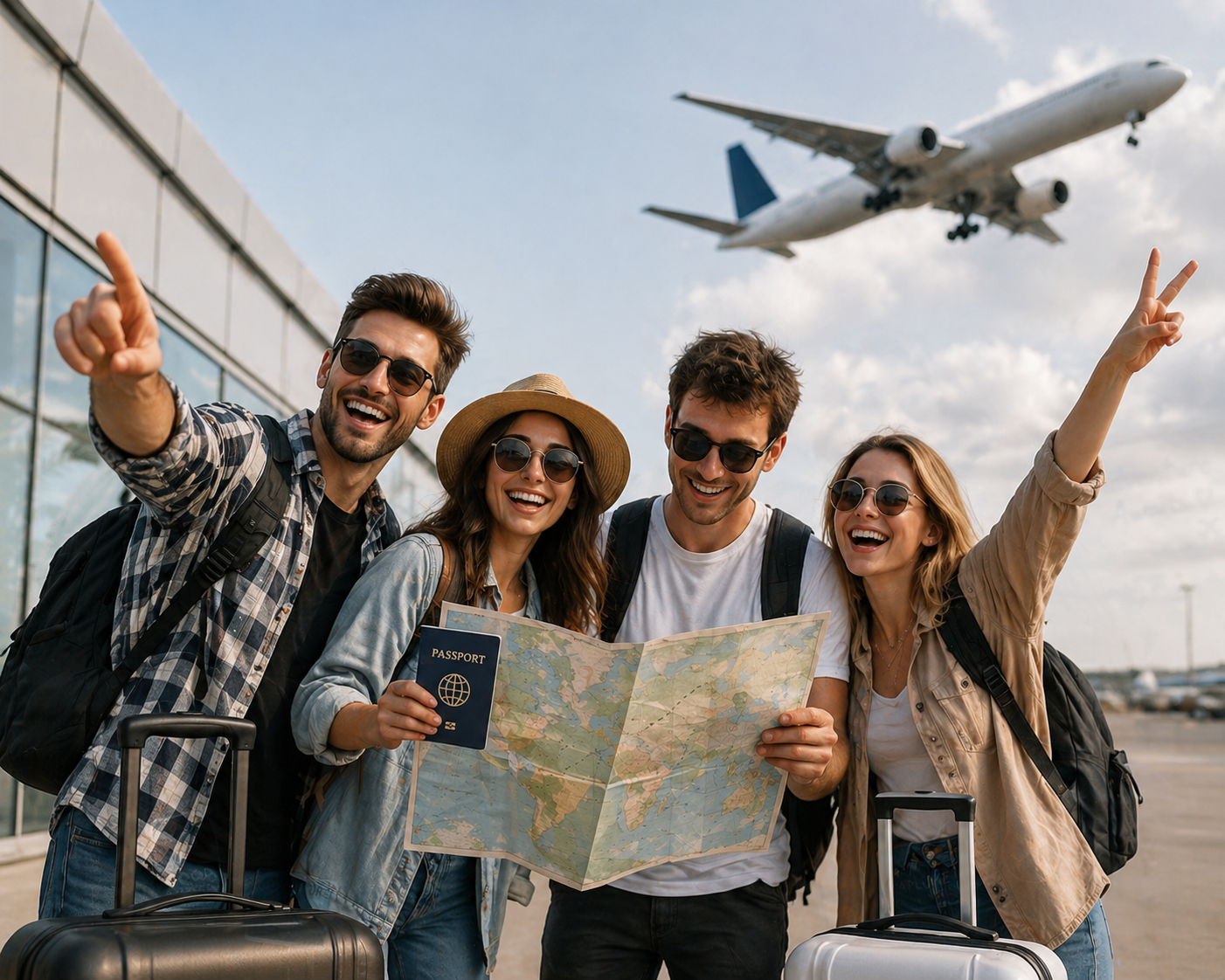 Srećni putnici na aerodromu