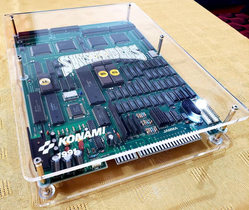Sunset Riders arcade PCB with case