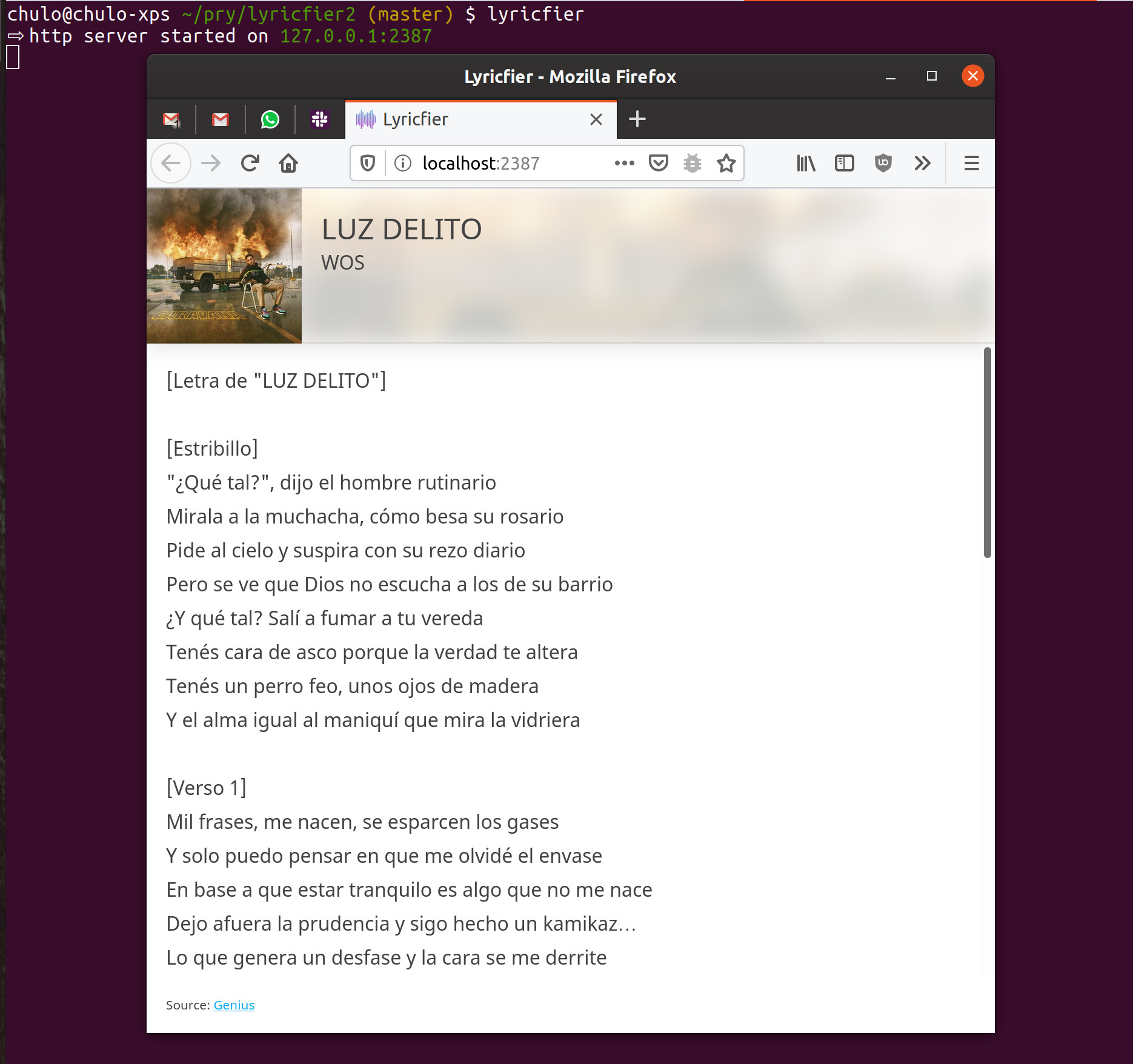 Lyricfier 2 in Ubuntu