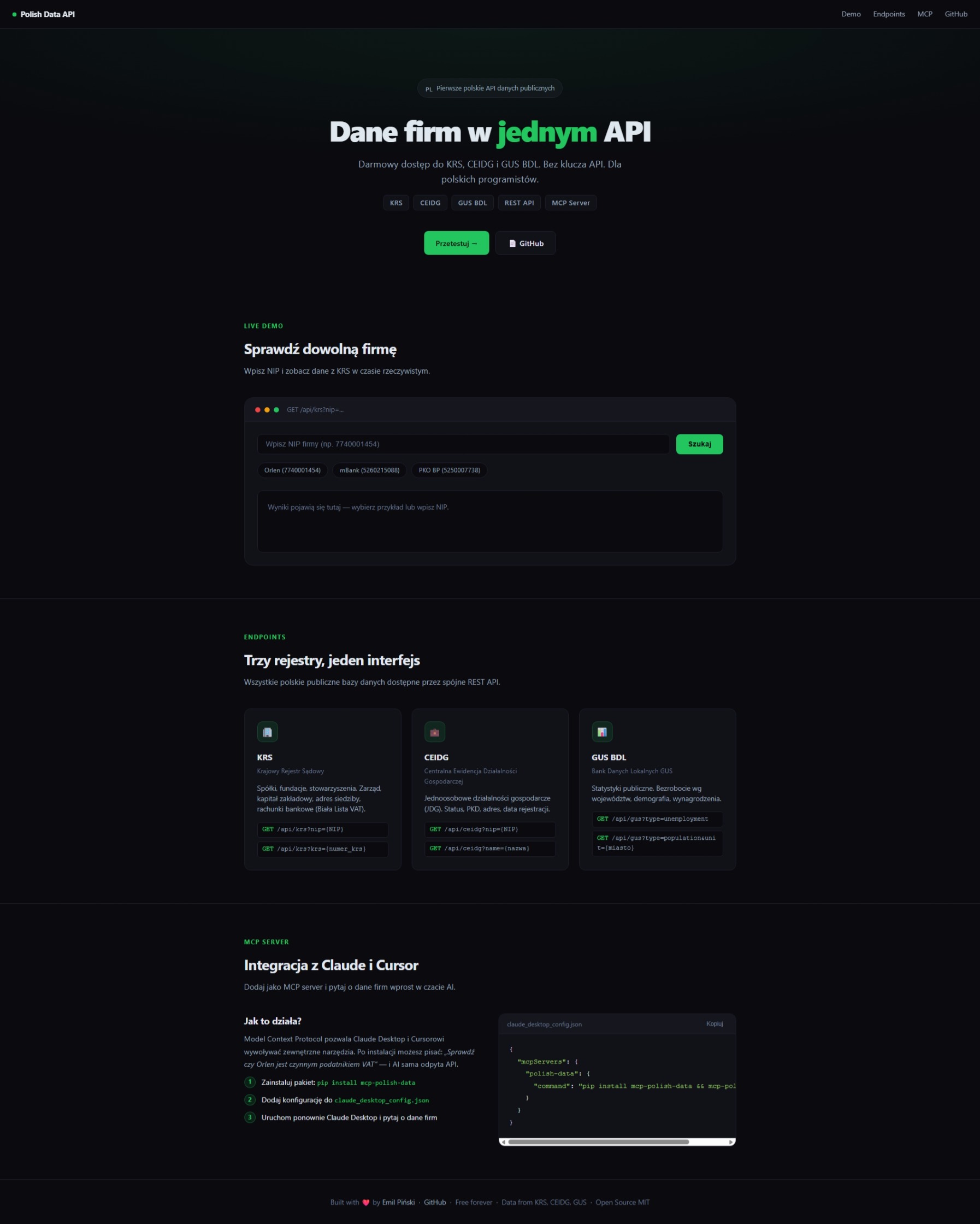 Landing page and documentation