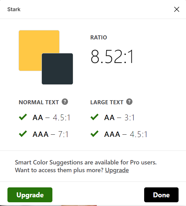 Color accessibility check