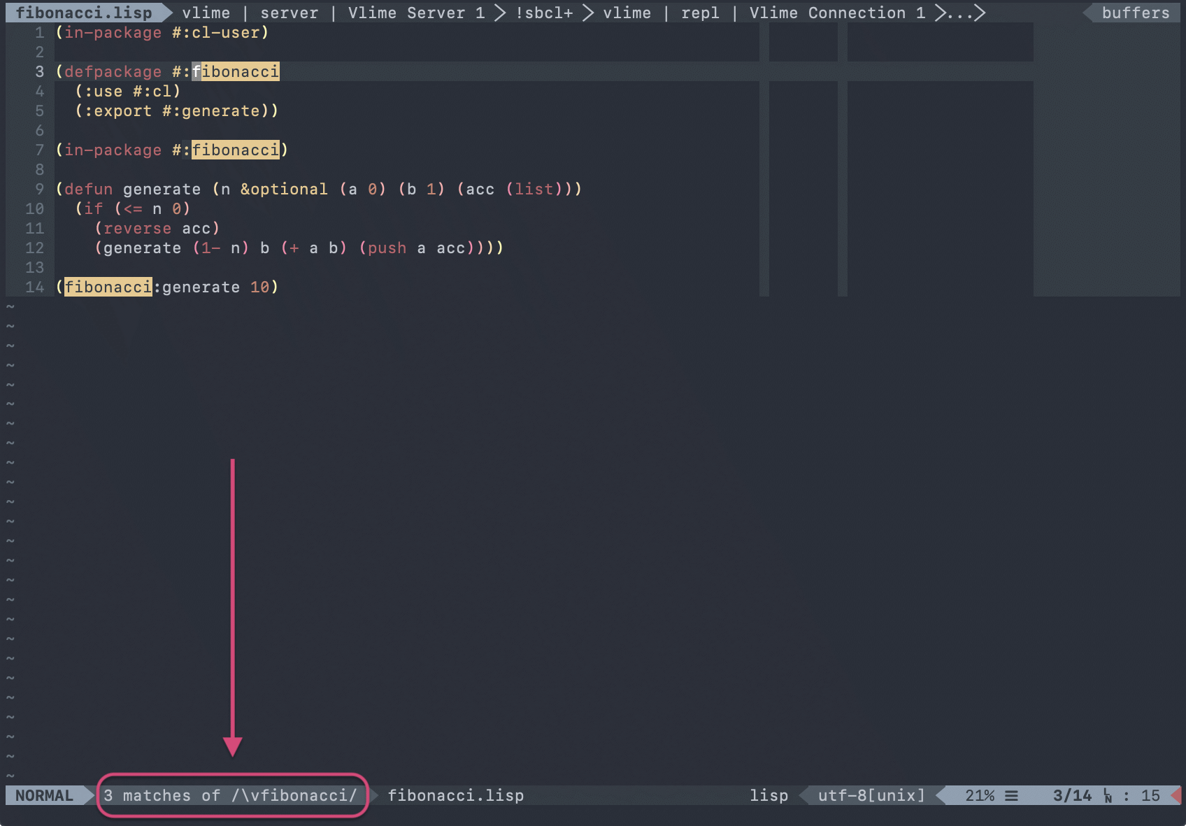 Screenshot showing match counting in Airline