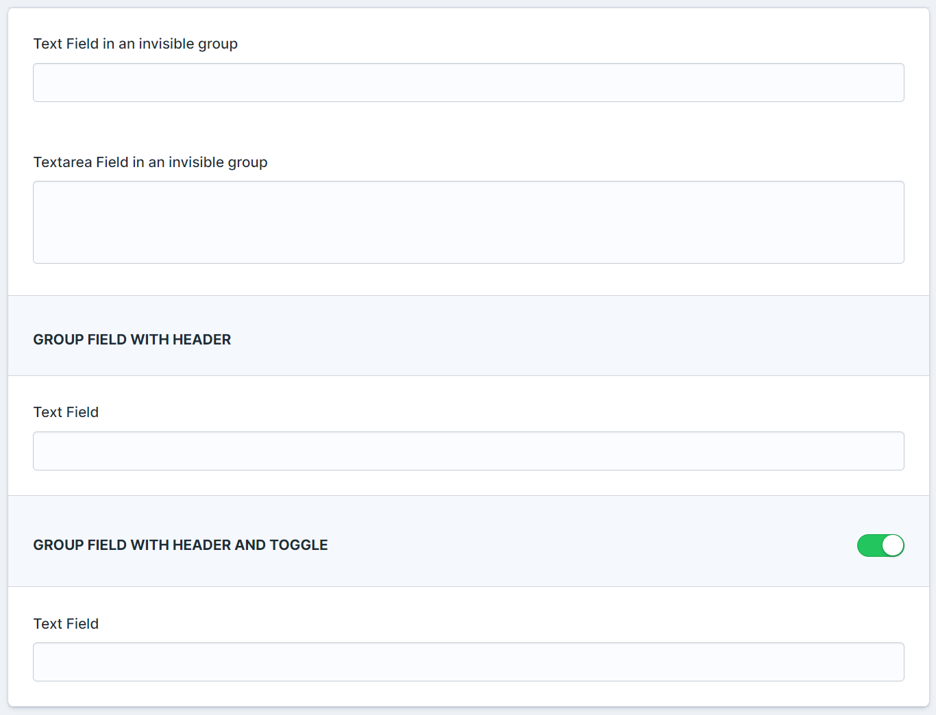 Screenshot of the Inline Group Fieldtype
