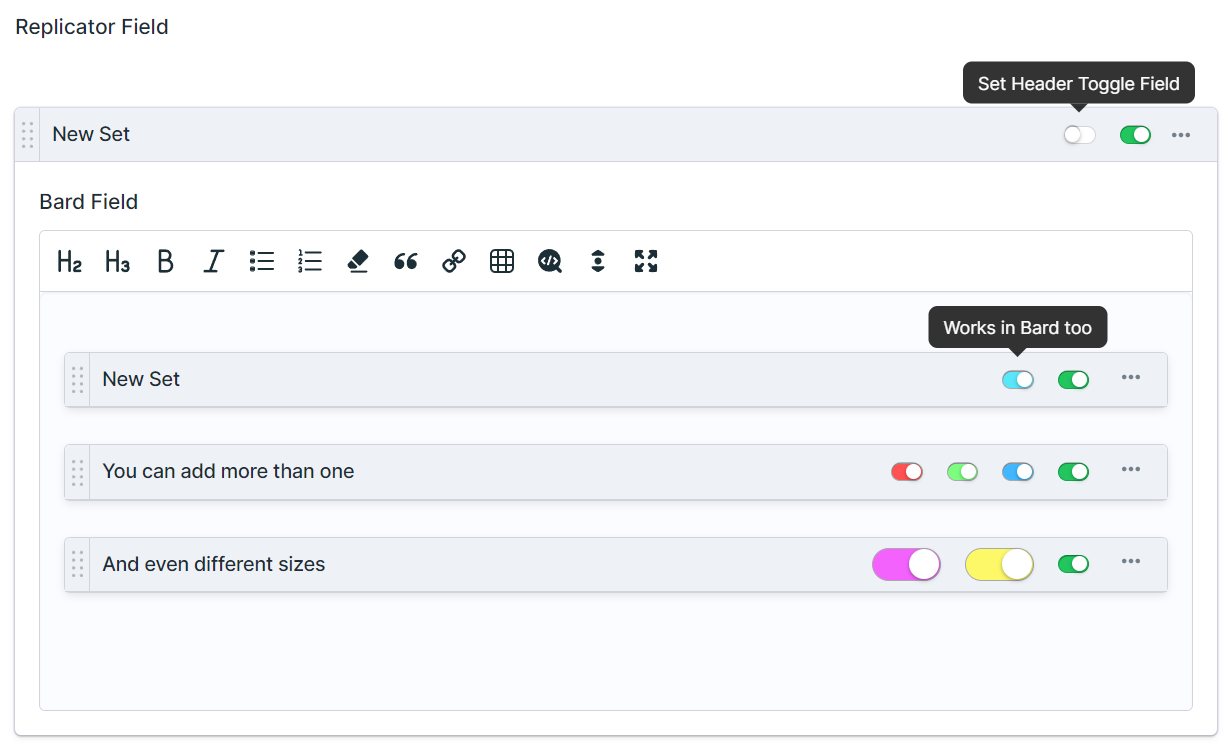 Screenshot of Set Header Toggle