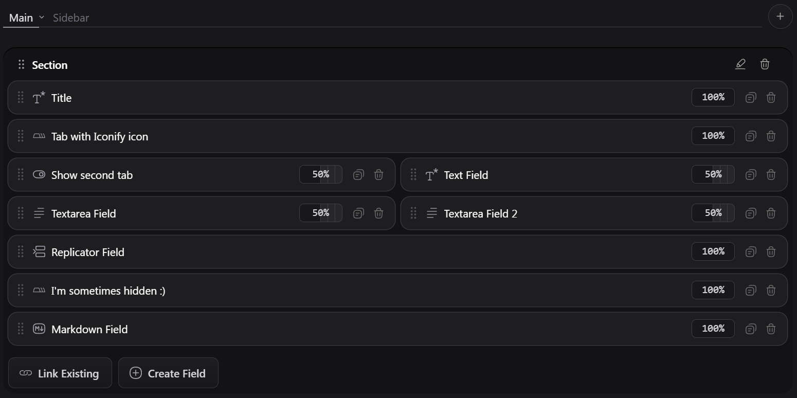 Screenshot of the blueprint editing with added tabs