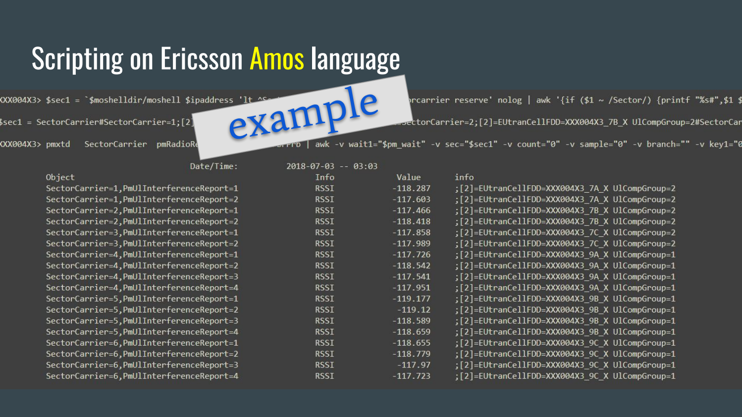 Scripting on Ericsson Amos language