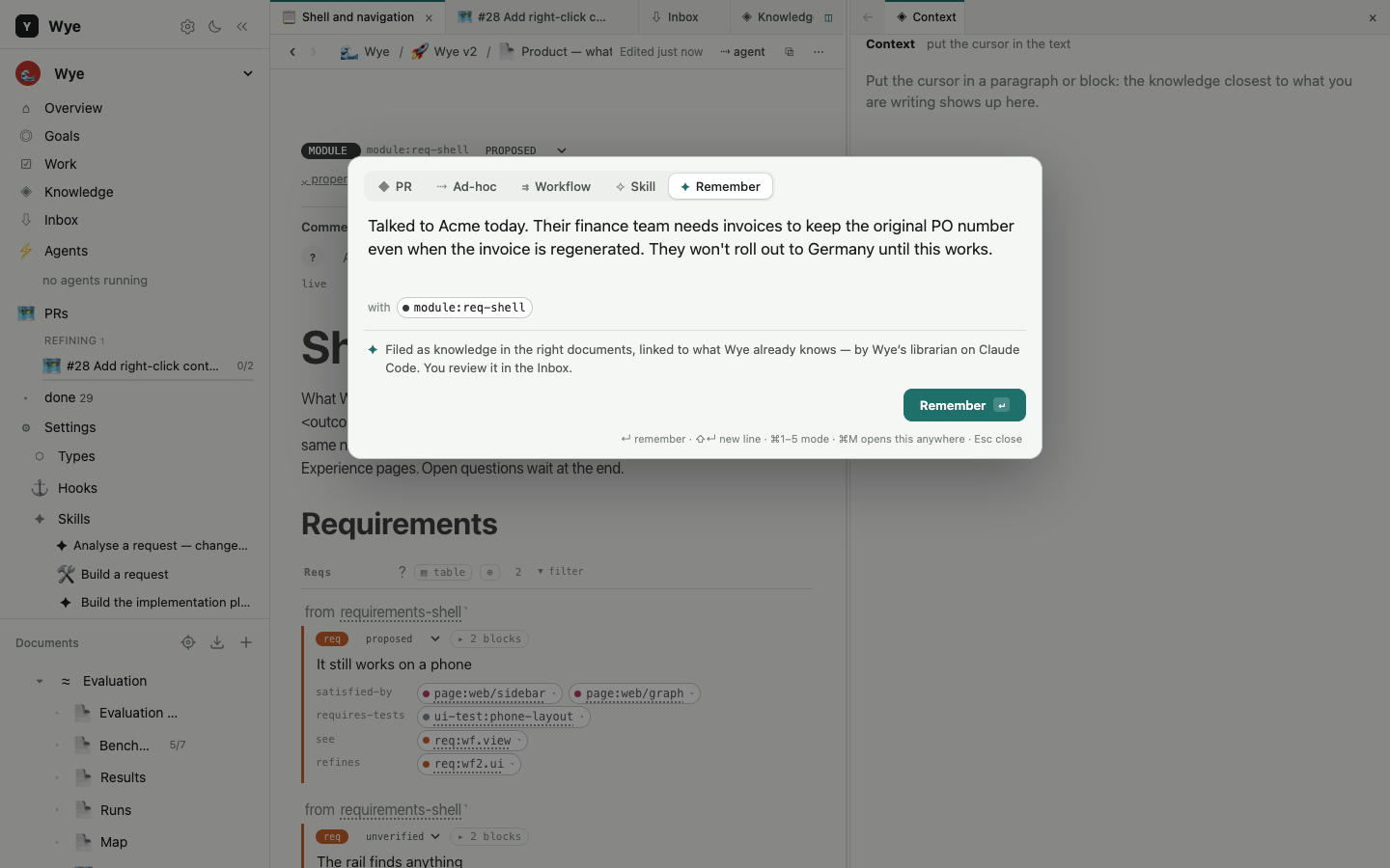 Remember: a pasted note, about to be filed