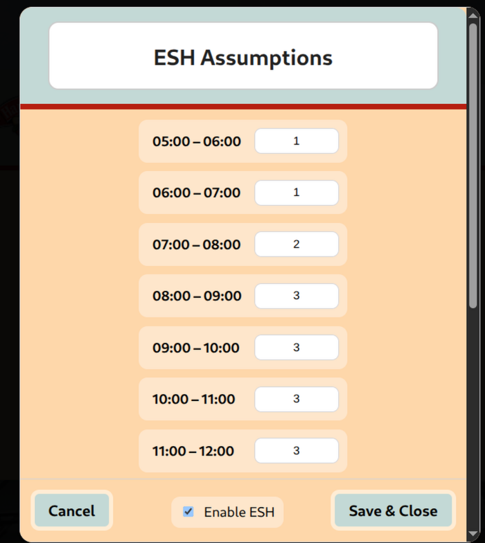 The menu to edit ESH constant.