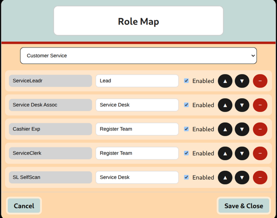 The menu to configure roles.