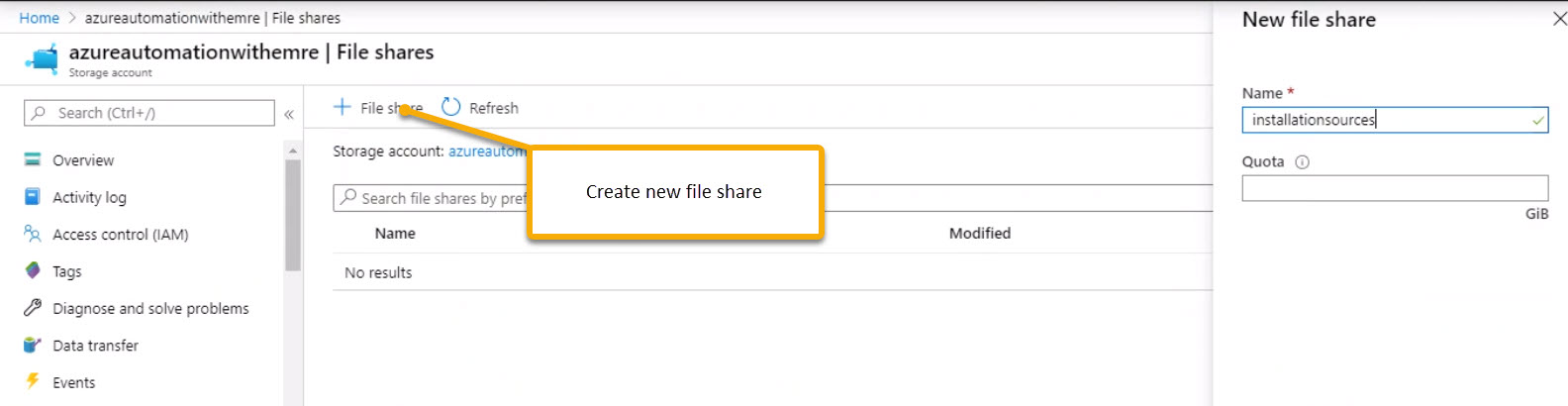 Create Azure File Share