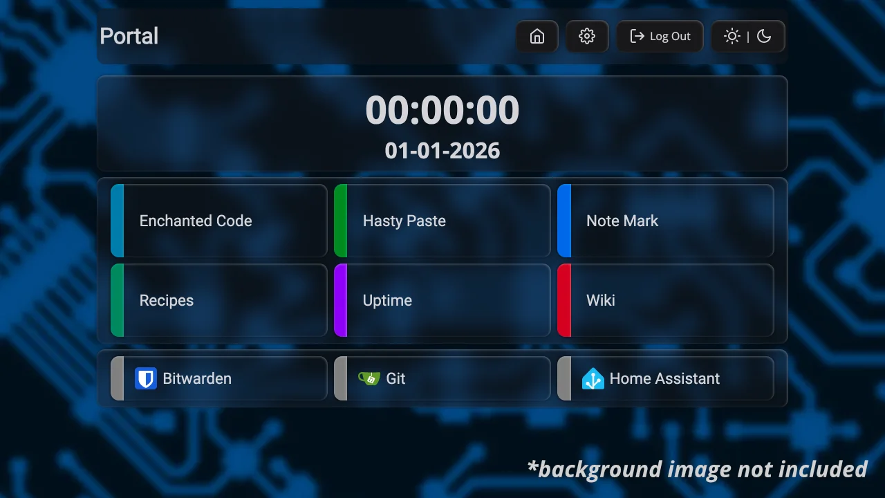 web-portal showcase image, showing dashboard with background image