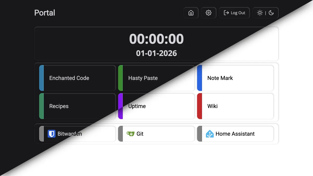 web-portal showcase image, showing dark and light themes