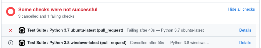 Failing PR commit status