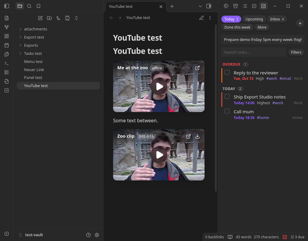 The panel with quick add, counts on the Today and Inbox chips, and tasks grouped by time