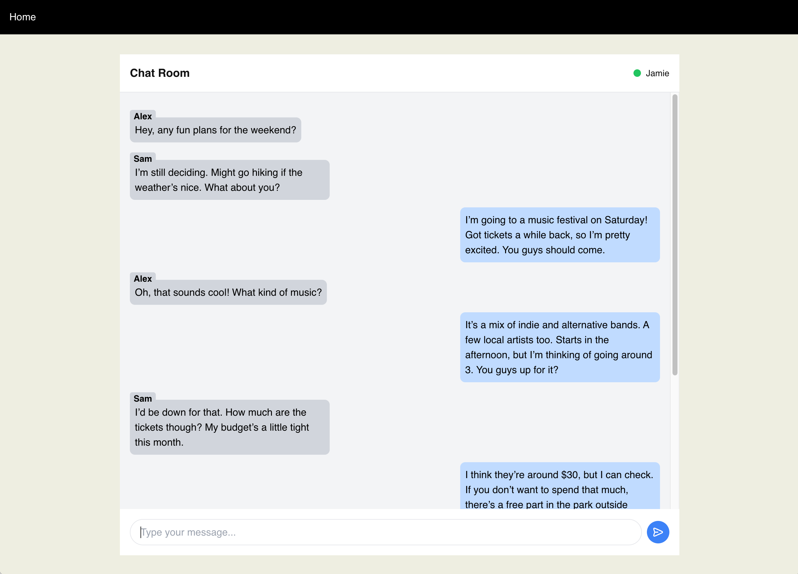 Chat app screenshot