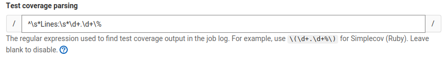 Test coverage parsing in General pipelines settings