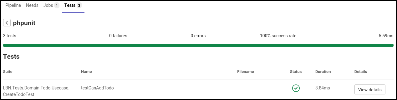 PHPUnit detailed report in Gitlab