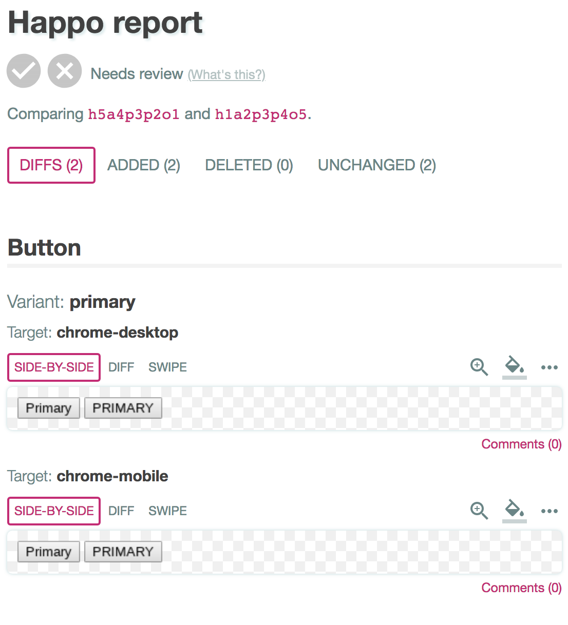 Happo report page